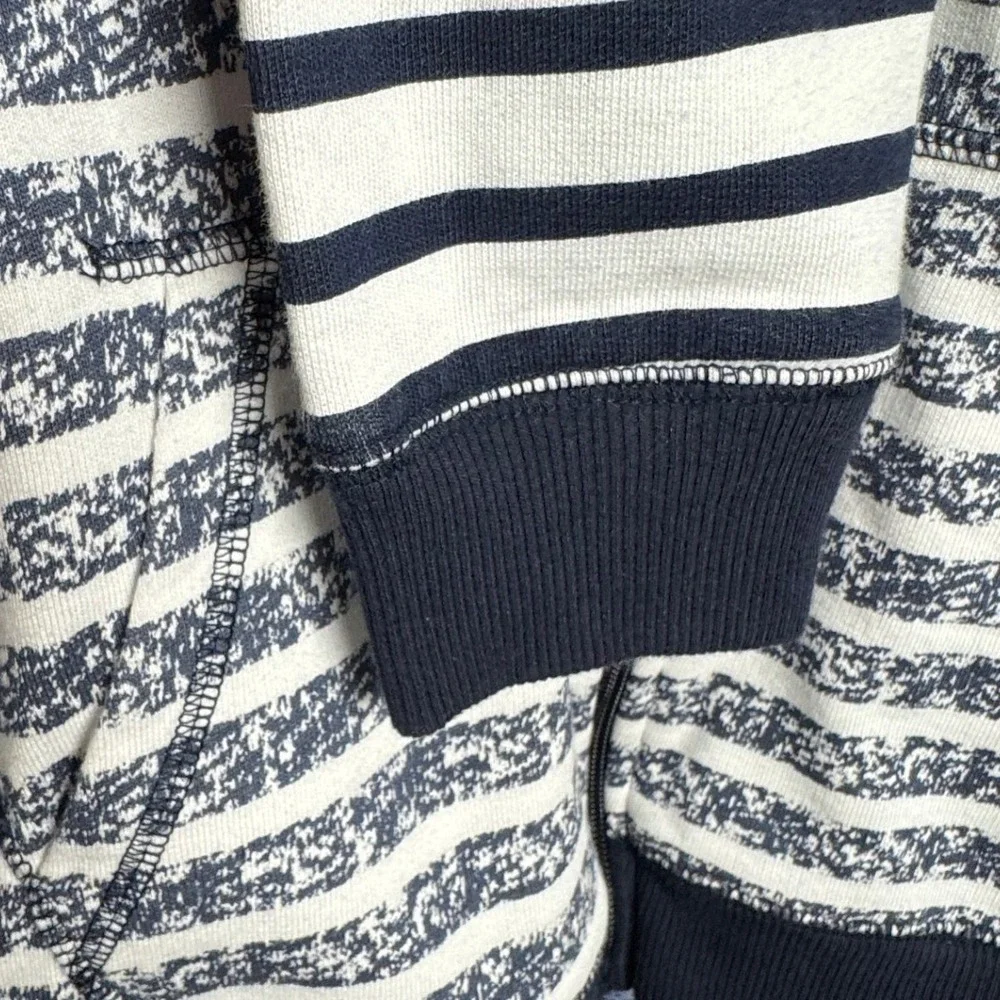 Joe Fresh Kids Full Zip Hoodie Size L Blue White Striped Sweatshirt Cotton Blend - Picture 3 of 6